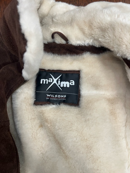 Women’s Brown Suede Shearling Collar Jacket - Picture 5 of 6